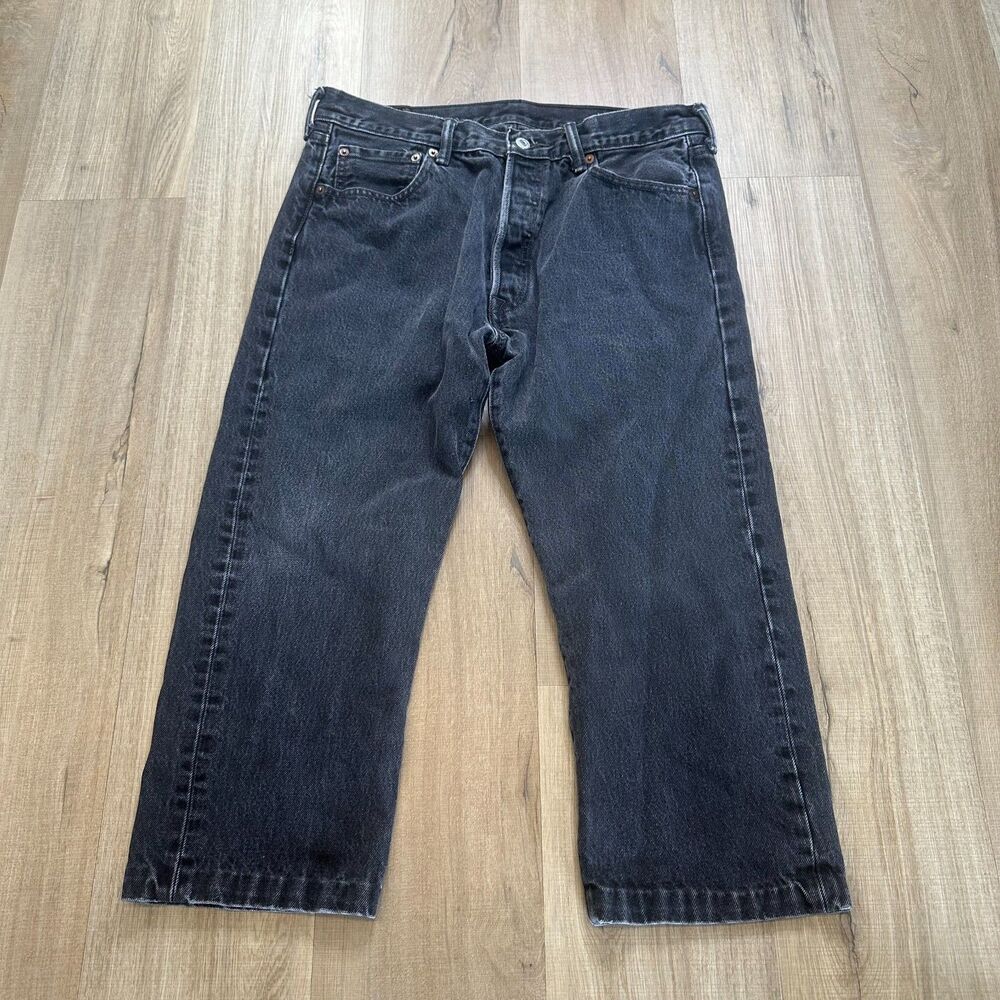 Levi Strauss & Co. 501 Faded Black 34 x 22 Cropped Denim Jeans